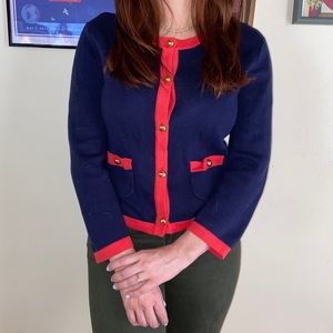 EUC Lilly Pulitzer Navy & Red Button Cardigan
